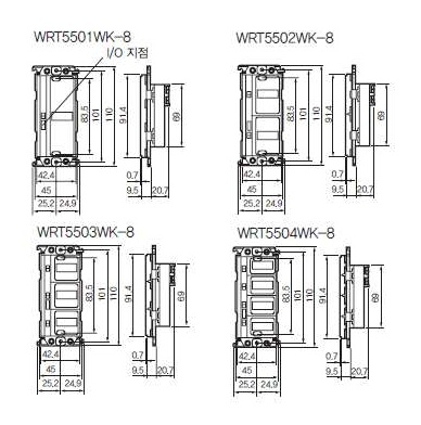 WRT5501WK-8 ~ WRT5504WK-8 Drawing Dimensions