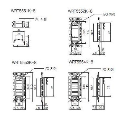 WRT5551WK-8 ~ WRT5554WK-8 Drawing Dimensions